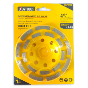 DISCO PARA PULIR DIAMANTADO 4.1/2 EJE 7/8 DOBLE FILO UYUSTOOLS REF DDP115D