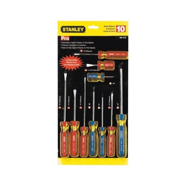 JUEGO DE 10 DESTORNILLADORES PRO STANLEY 69172