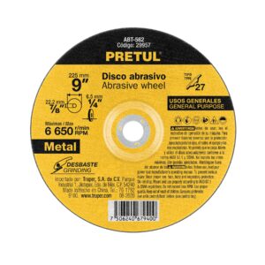 ABT-562 DISCO PARA DESBASTE DE METAL, TIPO 27, DIÁMETRO 9', PRETUL"