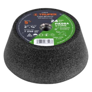 C-352-PI COPA DESBASTE PARA PIEDRA, 5", ENTRADA 5/8-11, GRANO 24 TRUPER