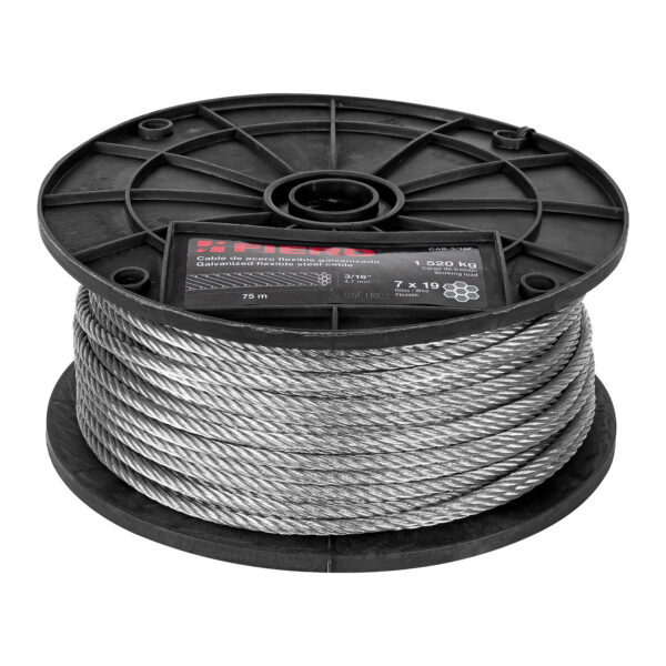 CABLE FLEXIBLE DE ACERO 3/16", 75 M FIERO CAB-3/16F