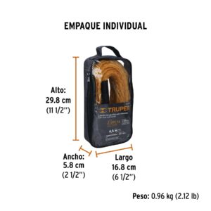CREM-7/8X45 CUERDA PARA REMOLQUE CON GANCHOS,7/8′ X 4.5M» TRUPER