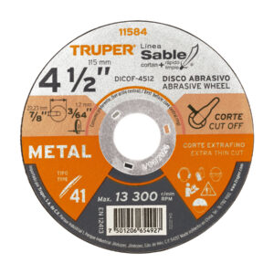 DICOF-4512 DISCO TIPO 41, CORTE EXTRAFINO DE METAL, LÍNEA SABLE 4-1/2″,1.2MM TRUPER