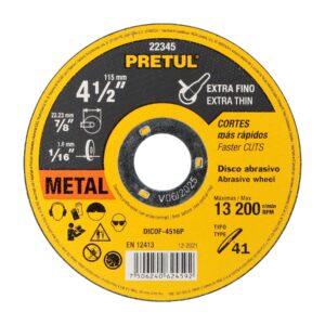 DICOF-4516P DISCO TIPO 41 PARA CORTE EXTRAFINO DE METAL 4-1/2″, 1.6 MM PRETUL