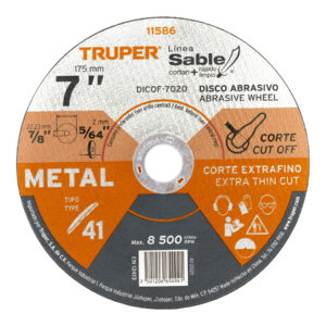 DICOF-7020 DISCO TIPO 41, CORTE EXTRAFINO DE METAL LÍNEA SABLE 7″, 1.8MM TRUPER