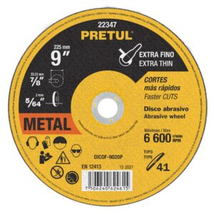 DICOF-9020P DISCO TIPO 41 PARA CORTE EXTRAFINO DE METAL 9″, 2.0 MM PRETUL