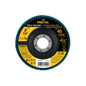 DLP-2716 DISCO LAMINADO FLAP, TIPO 29, 4-1/2″, GRANO 40, CENTRO 7/8″, PRETUL
