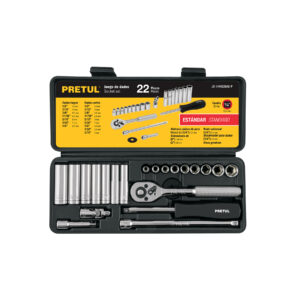JD-1/4X22SAE-P JUEGO DE MECÁNICO, 22 PIEZAS EN PULGADAS, 1/4″, PRETUL