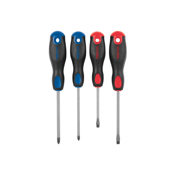 JUEGO DE DESTORNILLADORES, 4 PIEZAS, MANGO COMFORT GRIP, PRETUL JD-4BP