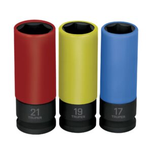 JDI-1/2X3MP JGO 3 DADOS LARGOS IMPACTO,MM,6P, PROTEC PLÁSTICA,CUADRO 1/2″ TRUPER