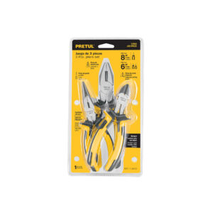 JGO-PIN3X JUEGO DE ALICATES, 3 PIEZAS, MANGO COMFORT GRIP, PRETUL