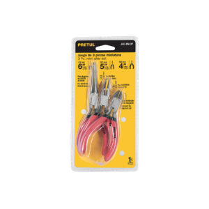 JGO-PM-3P JUEGO ALICATES MINIATURAS, 3 PIEZAS, PRETUL