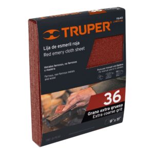 LIMER-36 LIJA DE ESMERIL ROJA, GRANO 36″ TRUPER