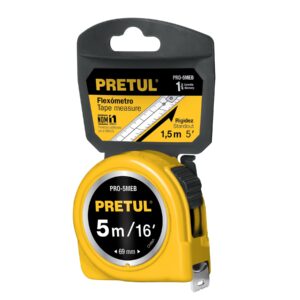 PRO-5MEB FLEXÓMETRO, AMARILLO, 5M,CINTA 3/4″, PRETUL,TARJETA PLÁSTICA