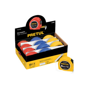 PRO-5MEC FLEXÓMETROS 5 M, CINTA 3/4″ EN DISPLAY BOX, 12 PZAS, PRETUL