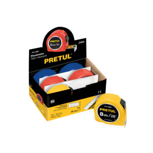 PRO-8MEC FLEXÓMETROS 8 M, CINTA 1″ EN DISPLAY BOX, 6 PZAS, PRETUL