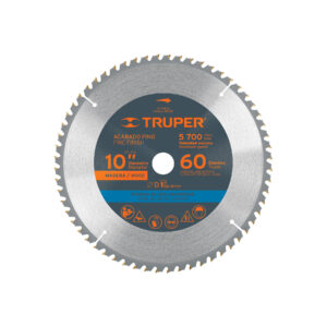 ST-1060E DISCO SIERRA P/MADERA 10″, 60 DIENTES, CENTRO 1″ TRUPER