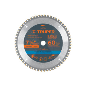 ST-760 DISCO SIERRA P/MADERA 7- 1/4′, 60 DIENTES, CENTRO 5/8′» TRUPER