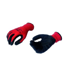 GUANTE FIR POLIÉSTER ROJO RECUBIERTO EN LÁTEX NEGRO CORRUGADO BOUYAN TALLA 9,10