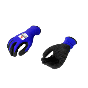 GUANTE FIR POLIÉSTER AZUL RECUBIERTO EN LÁTEX NEGRO CORRUGADO BOUYAN TALLA 9,10