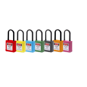 CANDADO PARA BLOQUEO CON GRILLETE DE NYLON AISLANTE 38 MM, AMARILLO BOUYAN