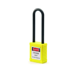CANDADO PARA BLOQUEO CON GRILLETE DE NYLON AISLANTE 76 MM, AMARILLO BOUYAN