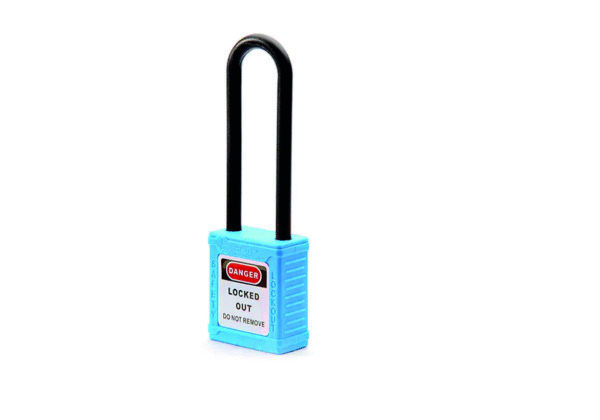 CANDADO PARA BLOQUEO CON GRILLETE DE NYLON AISLANTE 76 MM, AZUL BOUYAN