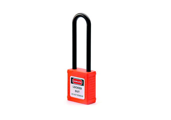 CANDADO PARA BLOQUEO CON GRILLETE DE NYLON AISLANTE 76 MM, NARANJA BOUYAN