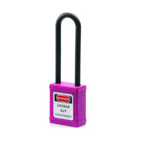 CANDADO PARA BLOQUEO CON GRILLETE DE NYLON AISLANTE 76 MM, MORADO BOUYAN