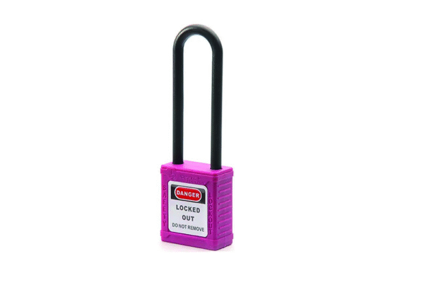 CANDADO PARA BLOQUEO CON GRILLETE DE NYLON AISLANTE 76 MM, MORADO BOUYAN