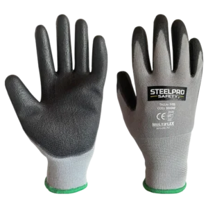 GUANTE MULTIFLEX NYLON PU GRIS /NEGRO-L MARCA STEELPRO