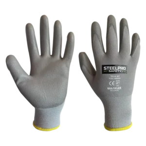 GUANTE MULTIFLEX NYLON PU GRIS/PALMA GRIS-S MARCA STEELPRO