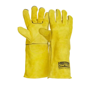 GUANTE SOLDADOR AMARILLO/AMARILLO 16″ MARCA STEELPRO