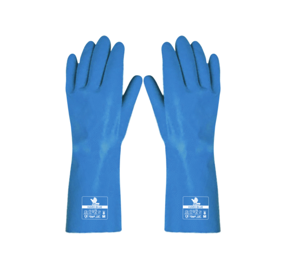 GUANTE HARD BLUE — GUANTE 100% NITRILO CALIBRE 15 SIN FLOCK BOUYAN , TALLA 8,9,10