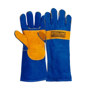 GUANTE SOLDADOR AZUL NARANJA KEVLAR REFORZADO STEELPRO