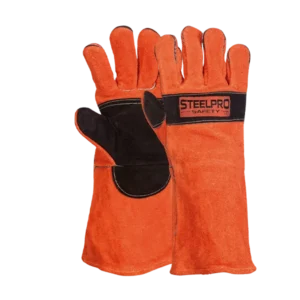 GUANTE SOLDADOR NARANJO NEGRO KEVLAR REFORZADO MARCA STEELPRO