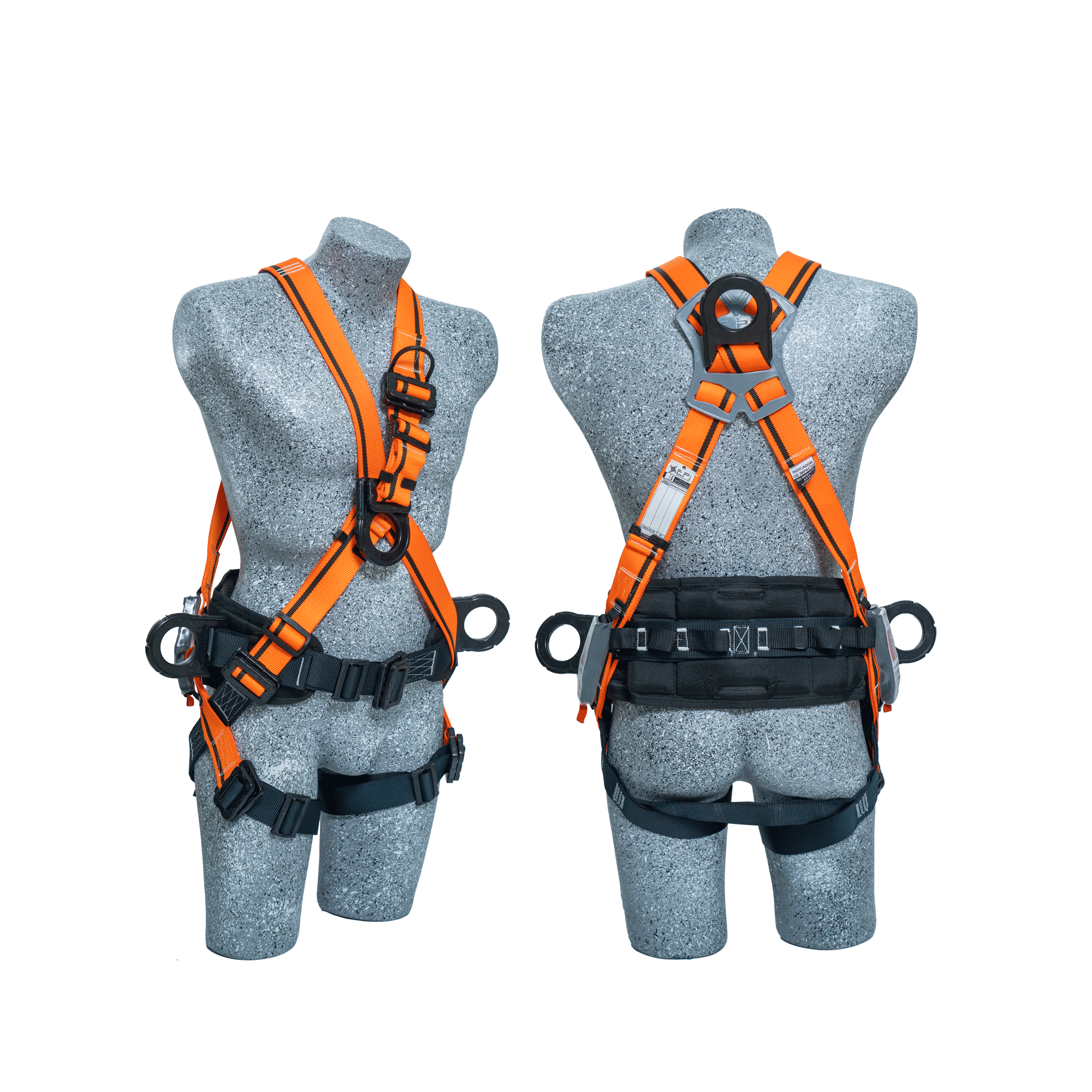 Arnes EPI dieléctrico certificado de 4 argollas modelo en X con faja lumbar Marca EPI