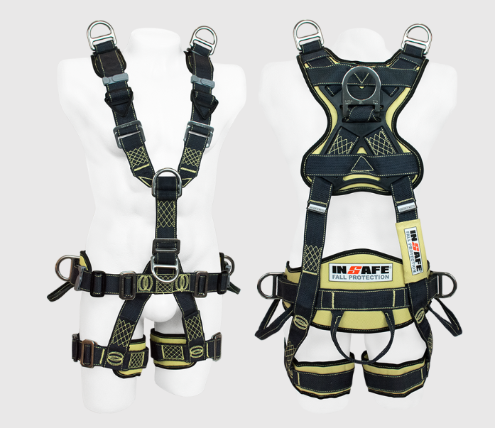 Arnes 7 Argollas para Rescate y Espacios Confinados en Kevlar en Acero Inoxidable con Soporte Lumbar  INSAFE IN-8007-1KSE