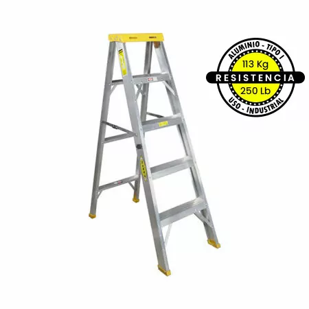 ESCALERA TIJERA ALUMINIO CAPACIDAD 113KG FANES 10 PASOS 3M