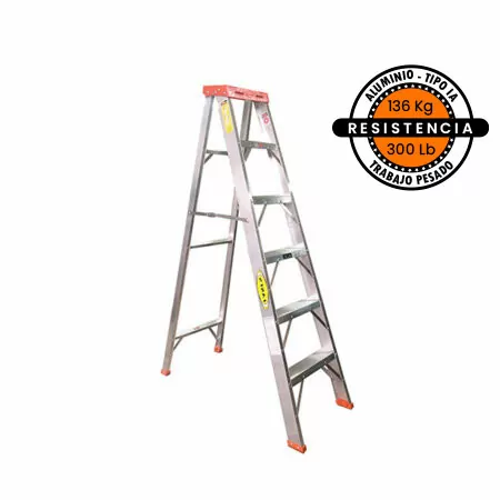 ESCALERA TIJERA ALUMINIO CAPACIDAD 136KG FANES 10 PASOS 3M