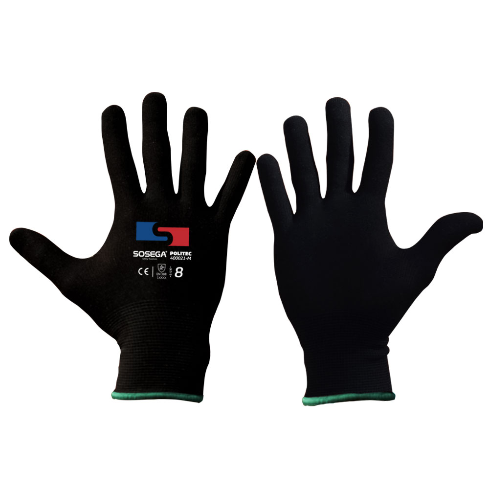 GUANTE POLITEC GLOVE 13G NYLON BLACK MARCA SOSEGA