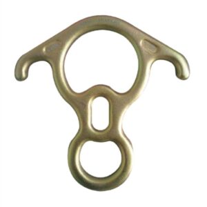 Descendedor ocho con orejas o de rescate en acero cromado.