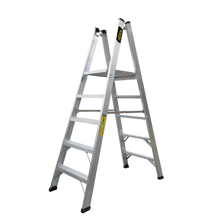 ESCALERA PLATAFORMA DOBLE ASCENSO 10 PASOS ALUMINIO HORN