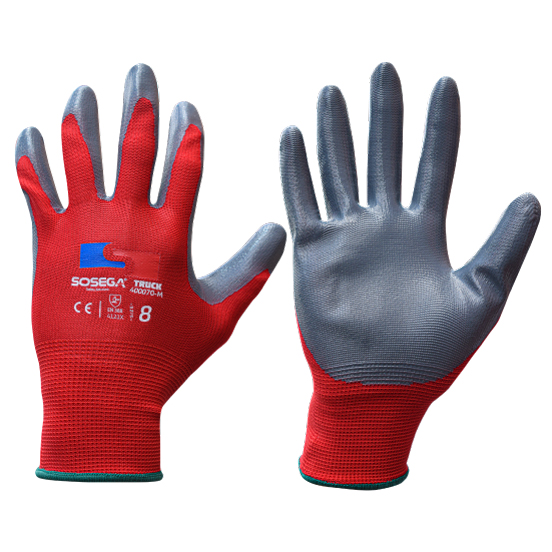 TRUCK – 13G RED POLYESTER SHELL, DARK GREY NITRILE MARCA SOSEGA