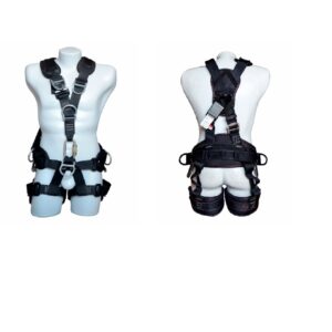 Arnés anticaídas de sujeción pélvico-pectoral en X con 5 pts en acero inoxidable de anclaje