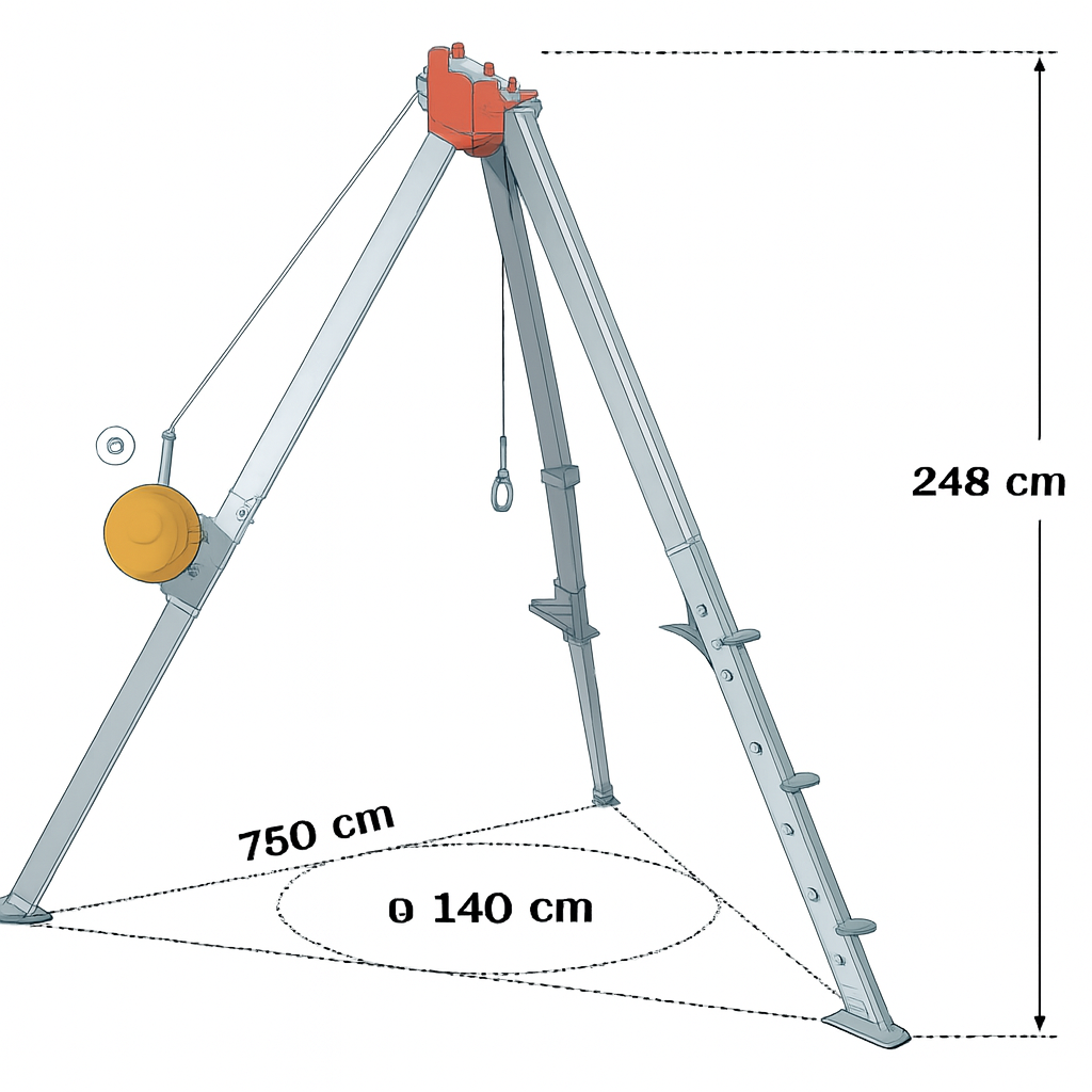 trípode de seguridad en aluminio aeronáutico con winche