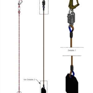 Kit línea de vida vertical en cable de acero inoxidable 5/6