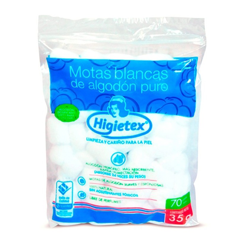 ALGODÓN EN MOTAS O POMOS x 35 g. PAQUETE x UNIDAD