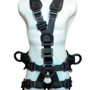 Arnés dieléctrico anticaídas de sujeción pélvico-pectoral en X con 5 puntos de anclaje
