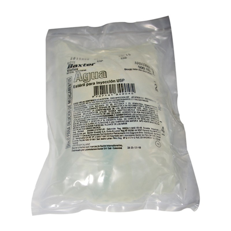 AGUA DESTILADA – BOLSA 500 ml  UNIDAD.